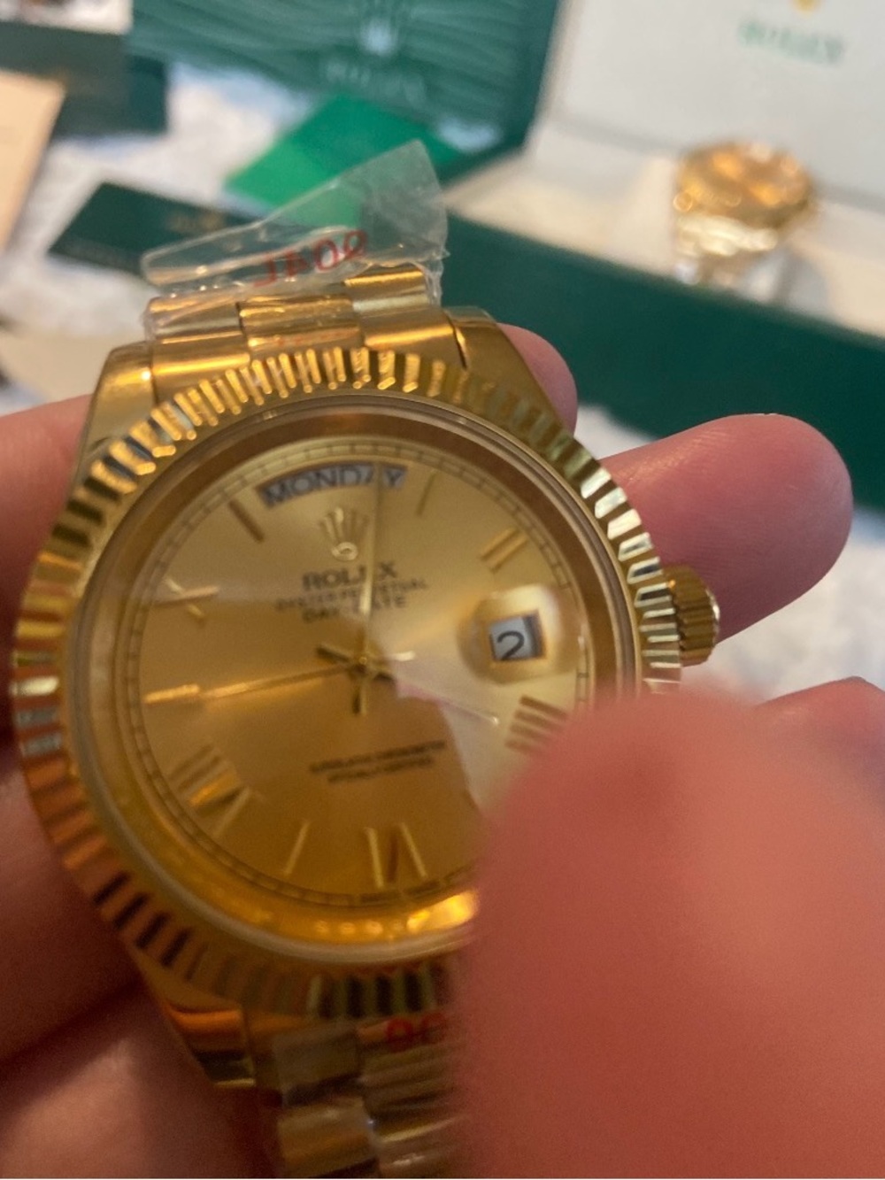 Rolex Gold Tone Wristwatch with Champagne Dial
